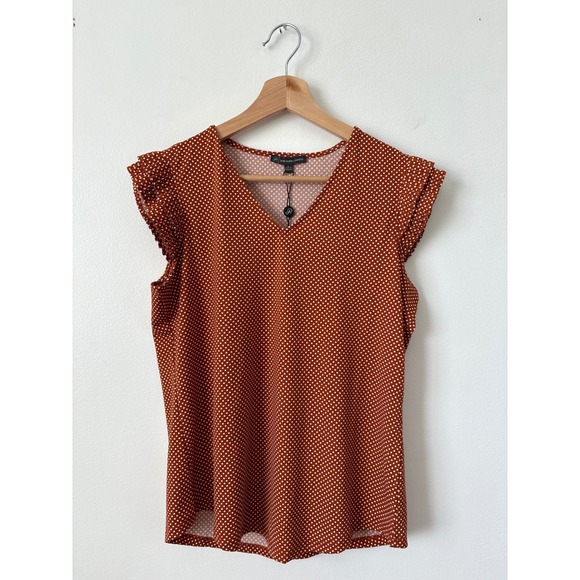 Adrianna Papell Tops - Adrianna Papell Pleated Sleeve Print Knit Top – Polka Dot – Size Small – NWT